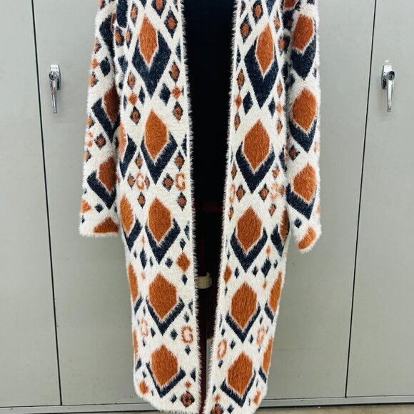 Sweet Lovely by Jen Long Aztec Cardigan Women's Sz S/M Open Front Pockets Soft - Picture 4 of 10